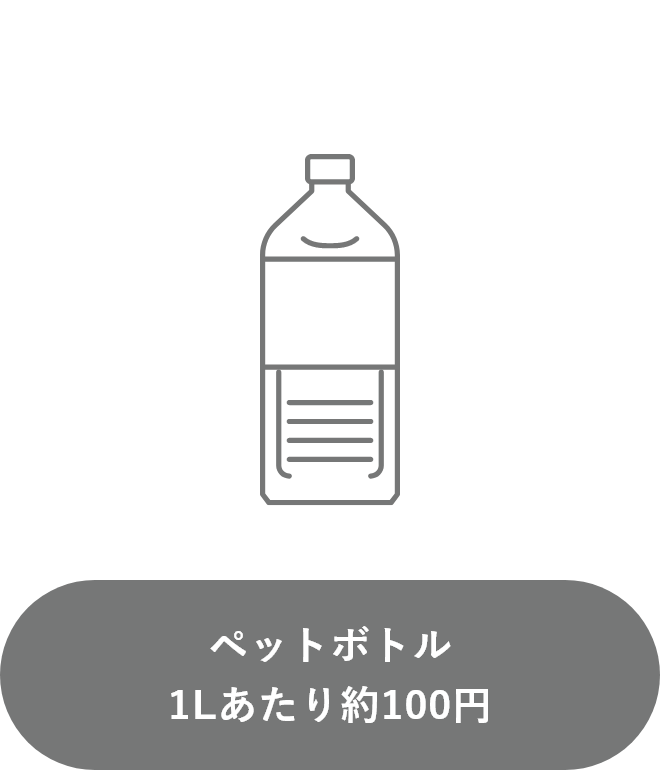 ペットボトル1Lあたり約100円